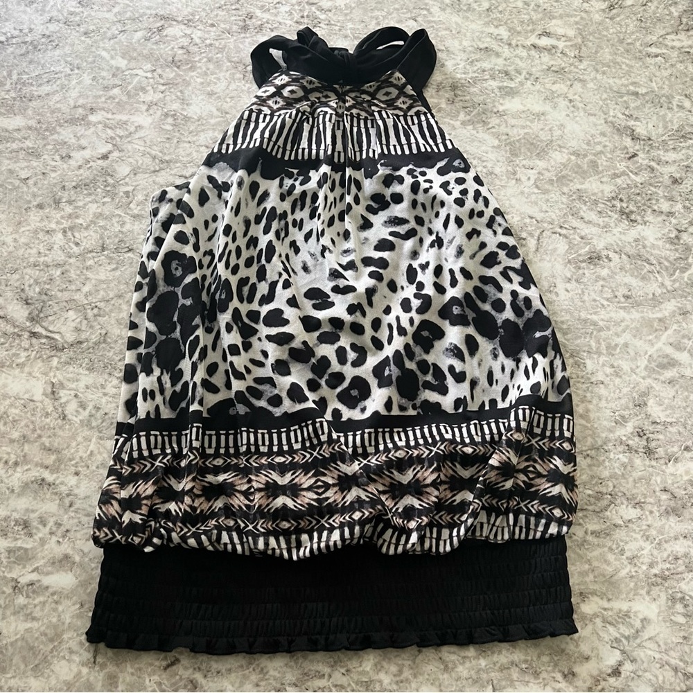 Maurices top animal print black tank top size small